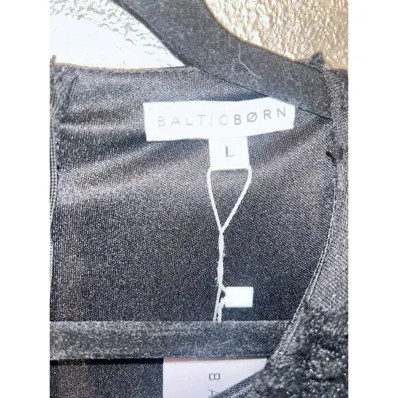 Baltic Born Darby Floral Dot Midi Dress Size Large Black Sheer Belted NWT A-Line - Picture 6 of 10